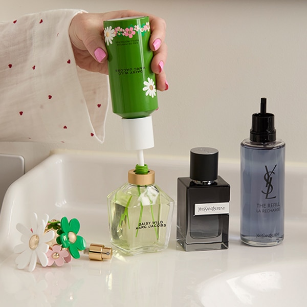 Refillable perfume guide
