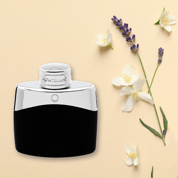 Legend by Montblanc bottle with stem of lavender