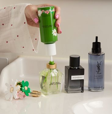 Refillable perfume guide