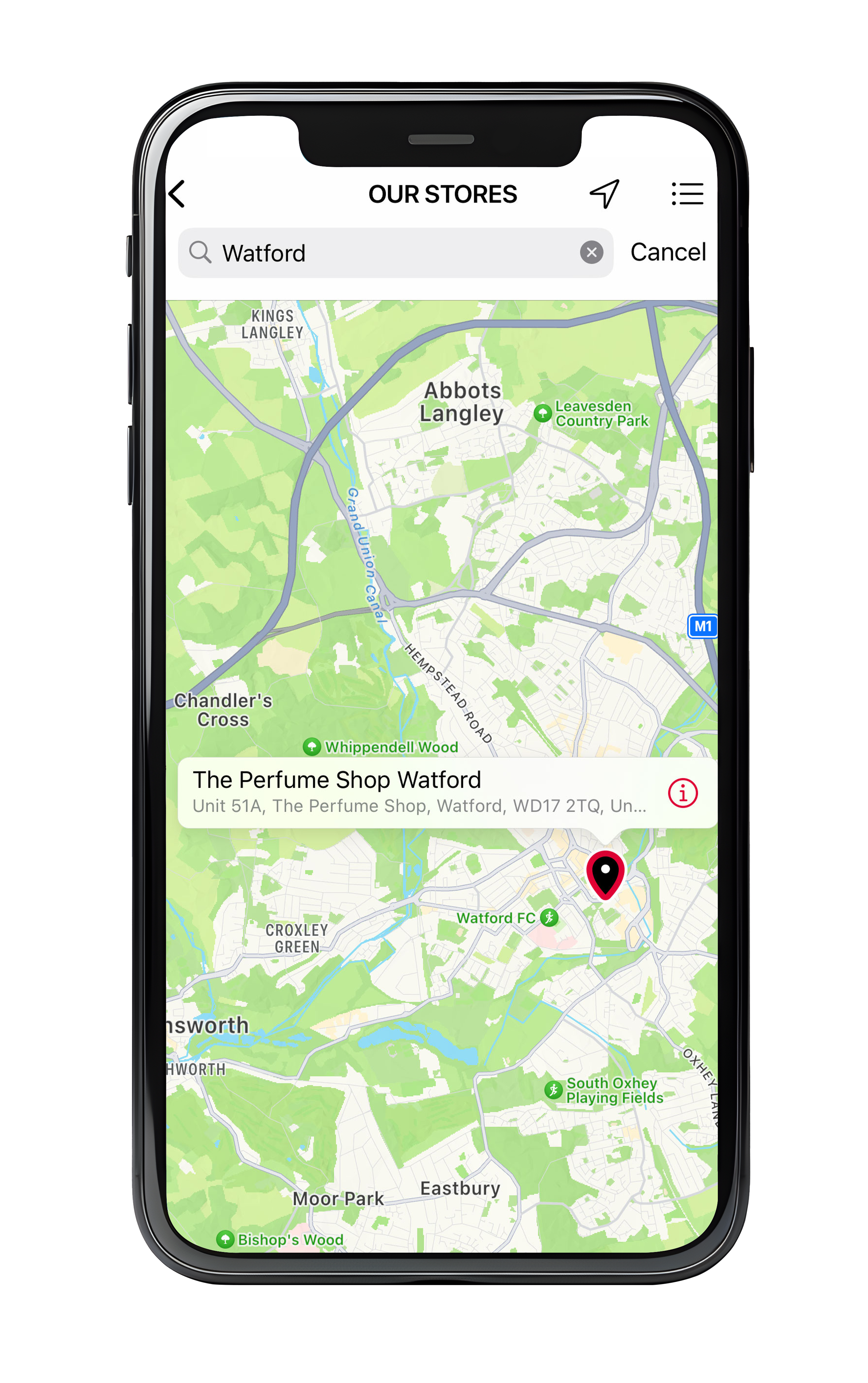 Phone with store finder on the screen