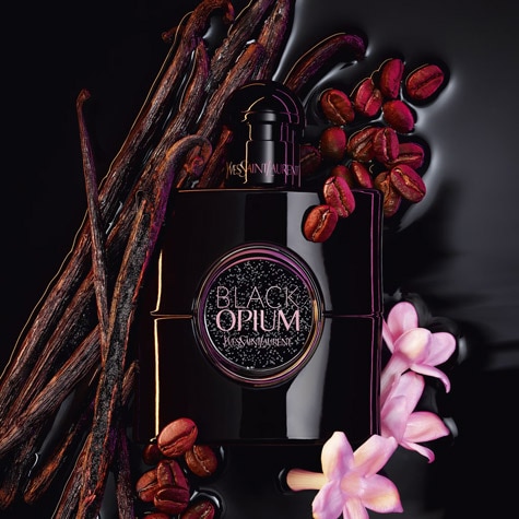 Black opium bottle with scent notes