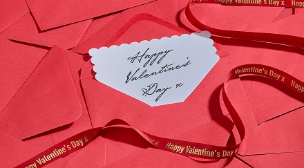 Valentine's day card with valentine's day ribbons