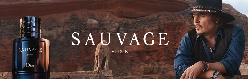 Sauvage logo with model in desert