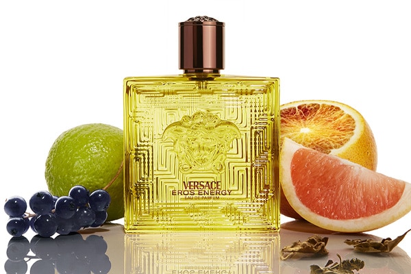 Versace Eros energy bottle with fruit