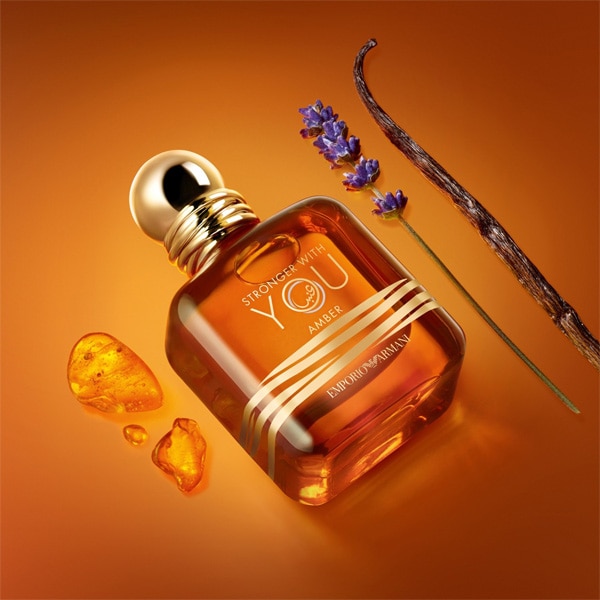 Armani Stronger With You Amber bottle with ingredients