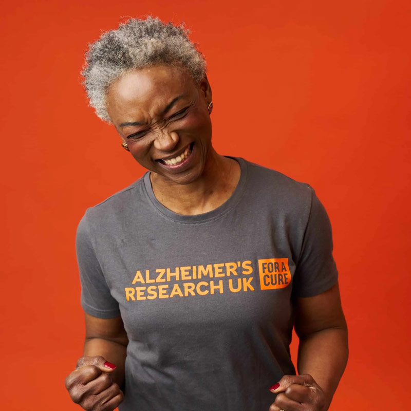Women wearing an Alzheimer's research UK T-shirt