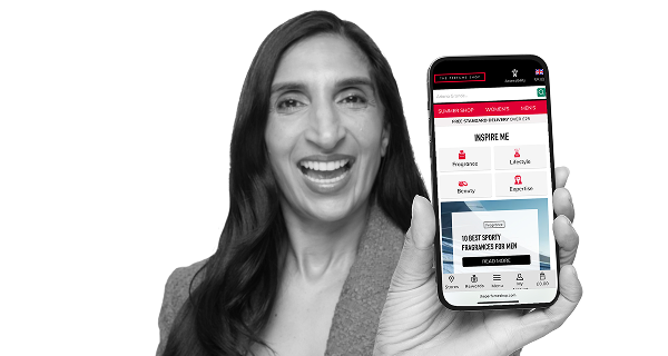 A women holding a phone showing the app on her phone