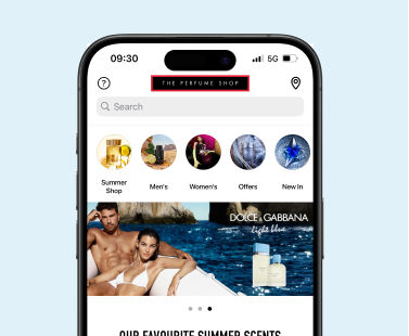 the perfume shop home screen on mobile