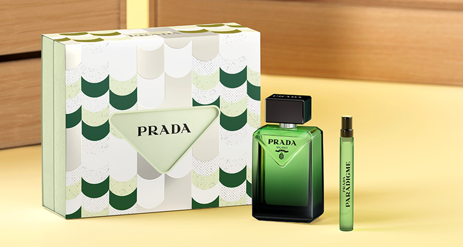 A Prada Paradigme gift set on a table