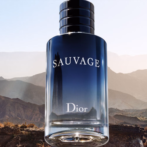 A bottle of the EDT with some mountains behind