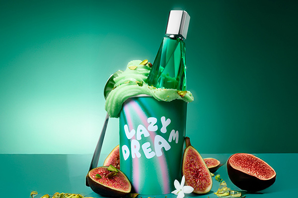Ghost Lazy Dream perfume bottle from the Dreams Collection, soft pastel fragrance design.