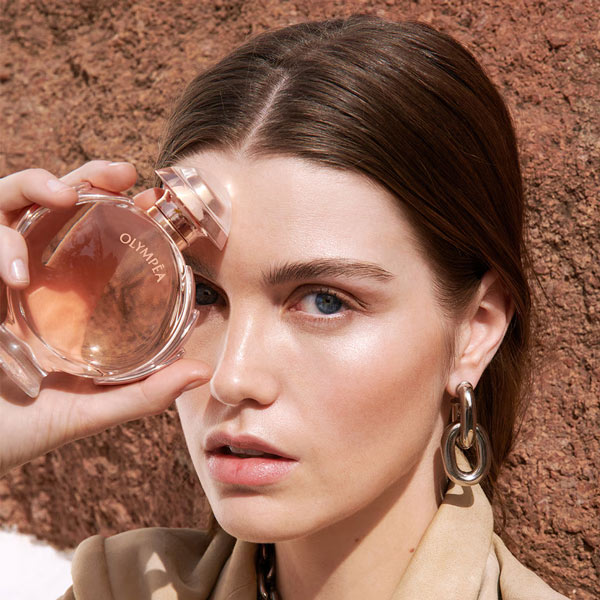 model with bottle posing