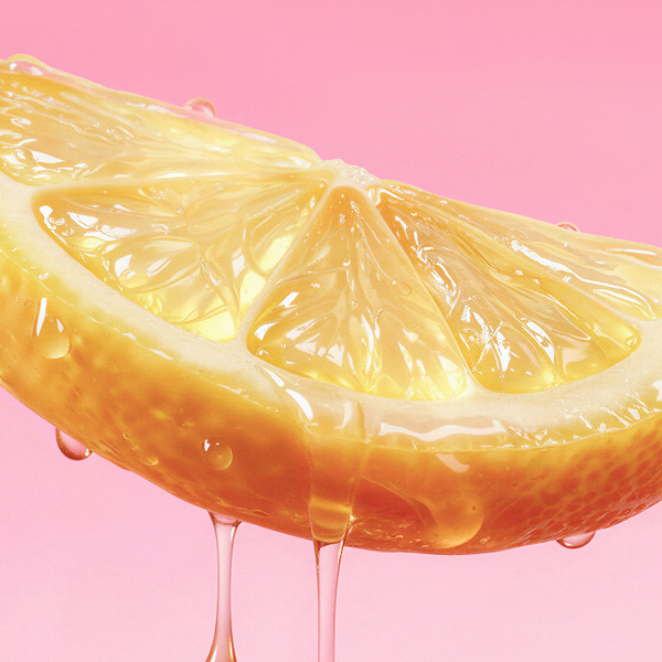 A slice of lemon driping with lemon syrup